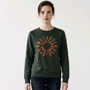 Scotch & Soda Women's Small Green Embroidered Logo Long Sleeve Sweat Shirt